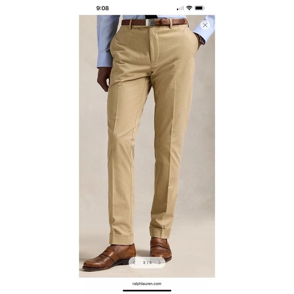 Polo Ralph Lauren Chino Pants Mens 34x34 Slim Fit Cotton Stretch Monument Tan
